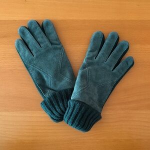 Vintage Genuine Leather Suede Knit Gloves